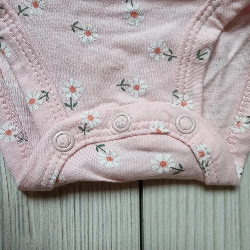 Carter's 2 piece baby outfit pink happy bodysuit with denim pants NWT Size 3 mo